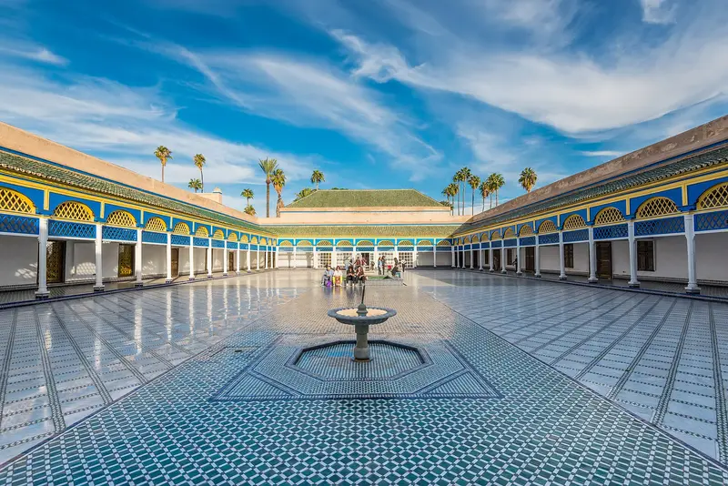 The large marble courtyard of the Bahia Palace in Marrakech